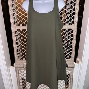 Halara Plus size Everyday Dress ribbed racerback army green 2x